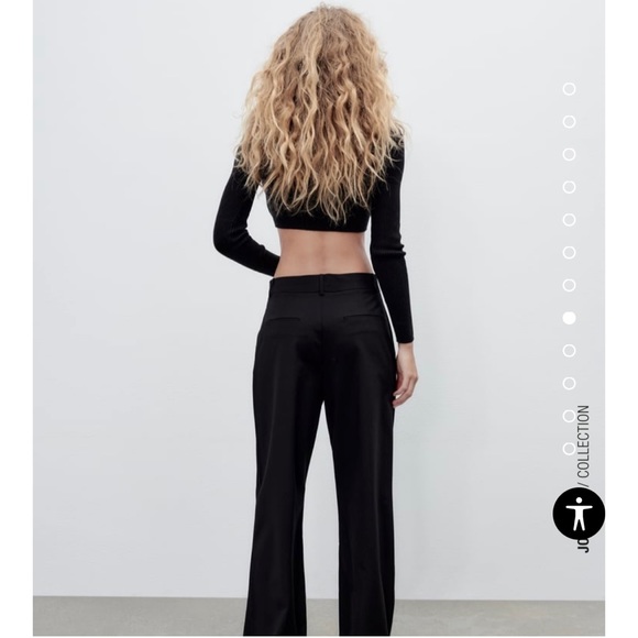 Zara High Waisted Full Length Straight Trouser Pants Black 7385/499 - Picture 13 of 14